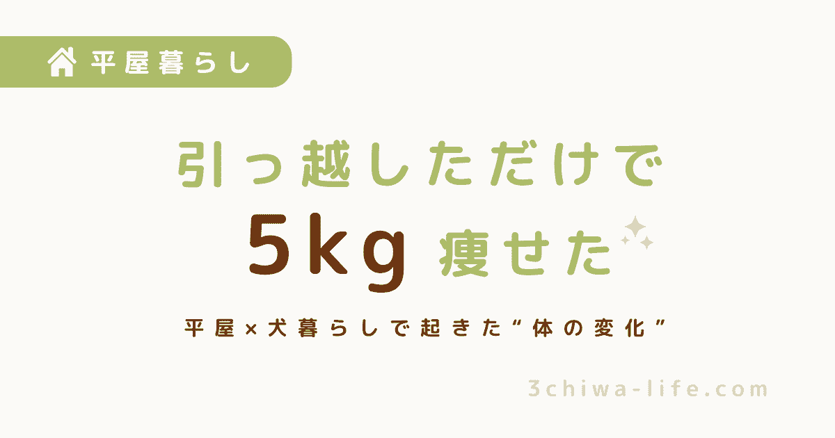 平屋に引っ越したら3ヶ月でなぜか5kg痩せた話（ついでに3チワも痩せた）_アイキャッチ画像